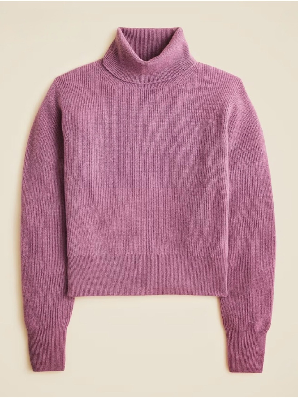 NWT! J. CREW Women’s Ribbed Cashmere Turtleneck Sweater Smoky Orchid Size Medium - Picture 2 of 11